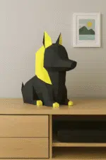 Papercraft de chien égyptien en origami 3D