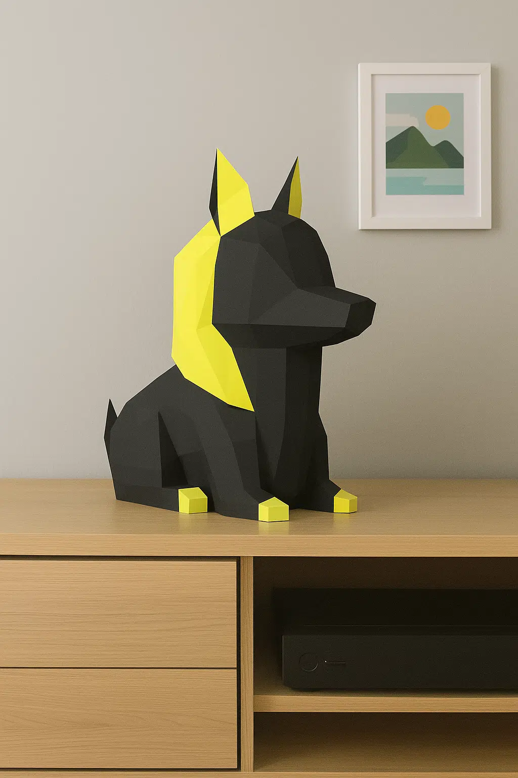 Papercraft de chien égyptien en origami 3D