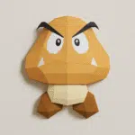 Origami 3D: Goomba uit Mario in papier, weergave 5