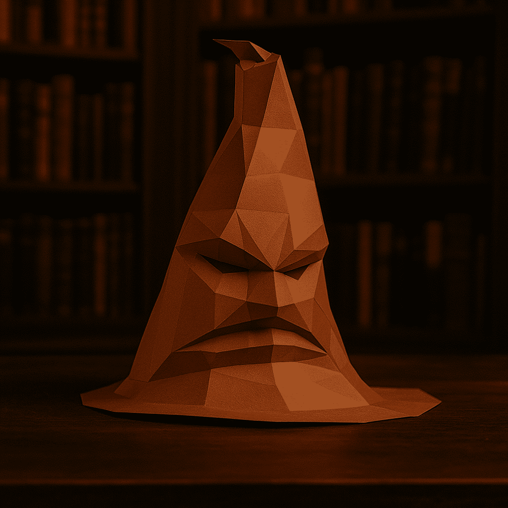 Papercraft of the Sorting Hat in origami 3D