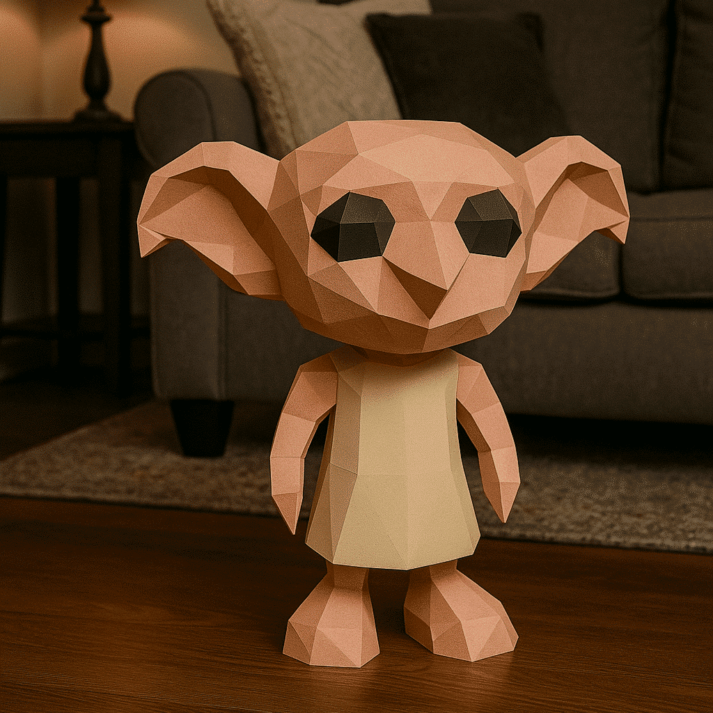 Papercraft of Dobby the free elf in 3D origami