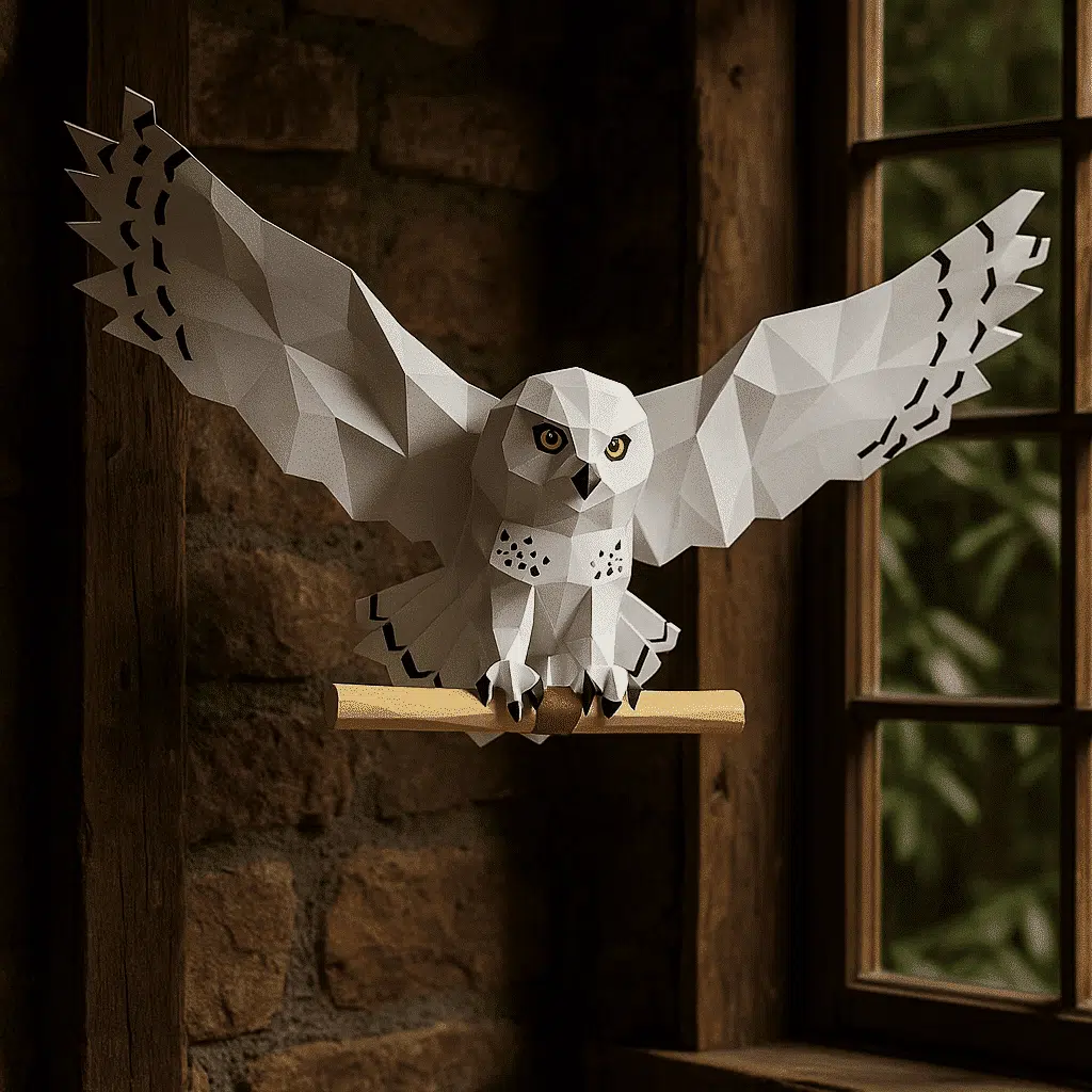 Papercraft owl Hedwig in origami