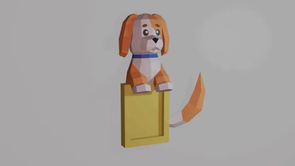 Papercraft de marco de foto perro en origami 3D
