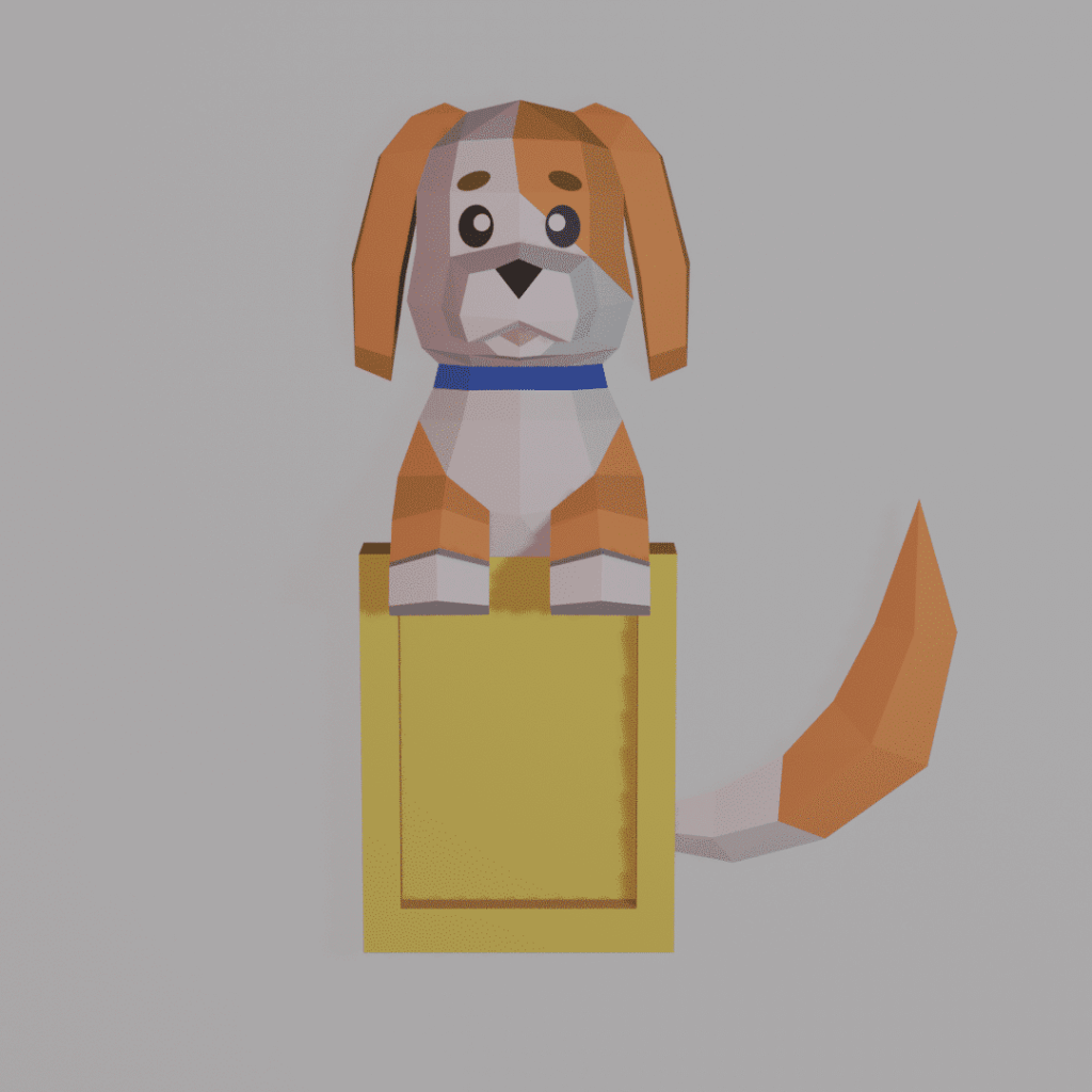 Cadre photo d'un chien en papercraft 3D