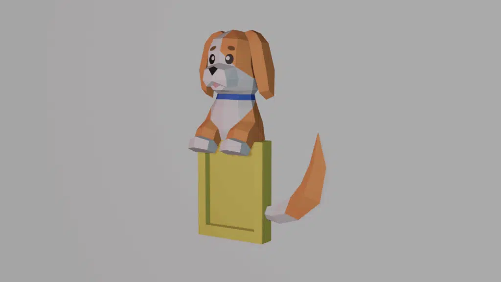 Papercraft de marco de foto perro en origami 3D