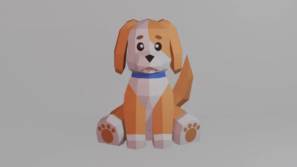 Puppy in 3D-papercraft, weergave 2