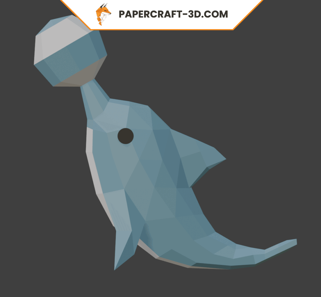 Papercraft de golfinho com bola em origami 3D