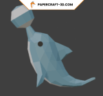 Papercraft de golfinho com bola em origami 3D