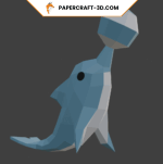 Papercraft de golfinho com bola em origami 3D