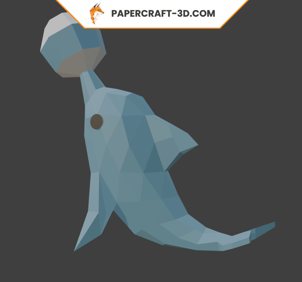 Papercraft de golfinho com bola em origami 3D