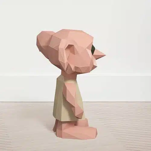 Dobby uit Harry Potter in 3D papercraft, weergave 3