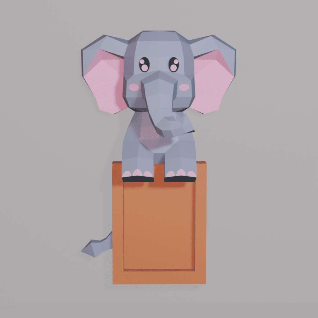 Papercraft 3D elephant photo frame in origami
