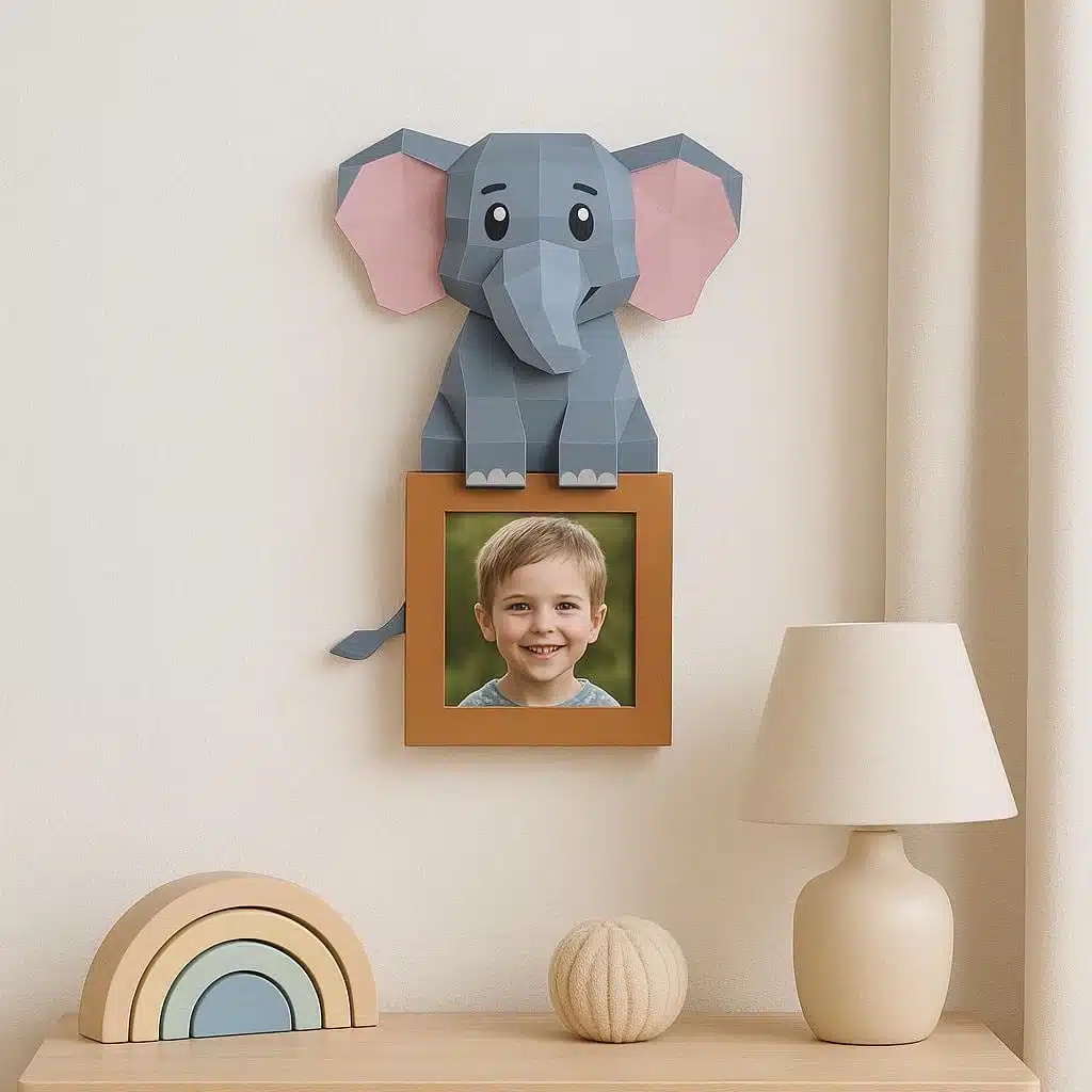 Porta-retrato de elefante em papercraft 3D