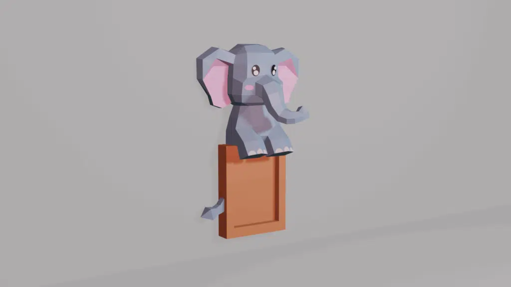 Papercraft de marco de foto de elefante en origami 3D