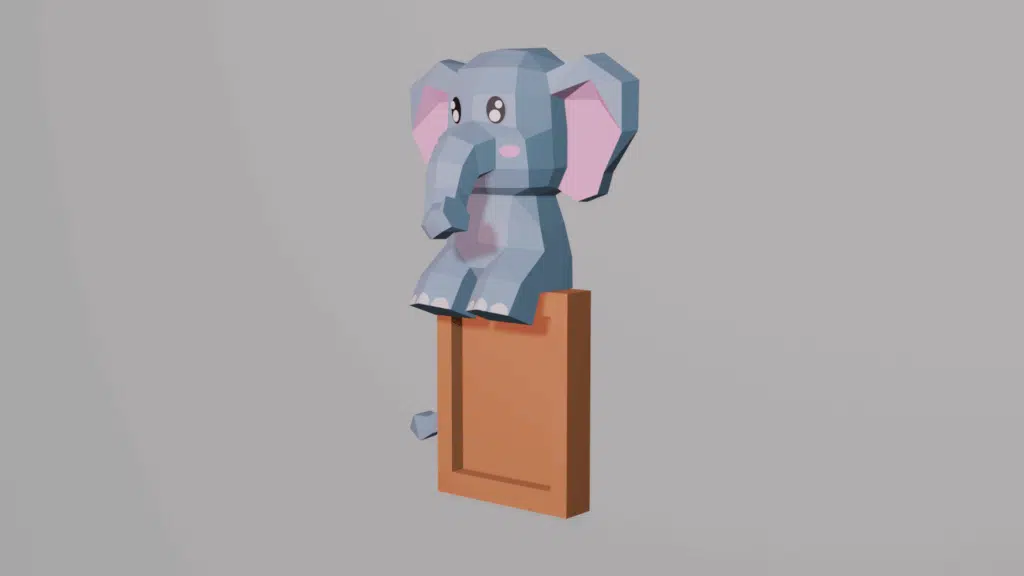 Papercraft de marco de foto de elefante en origami 3D