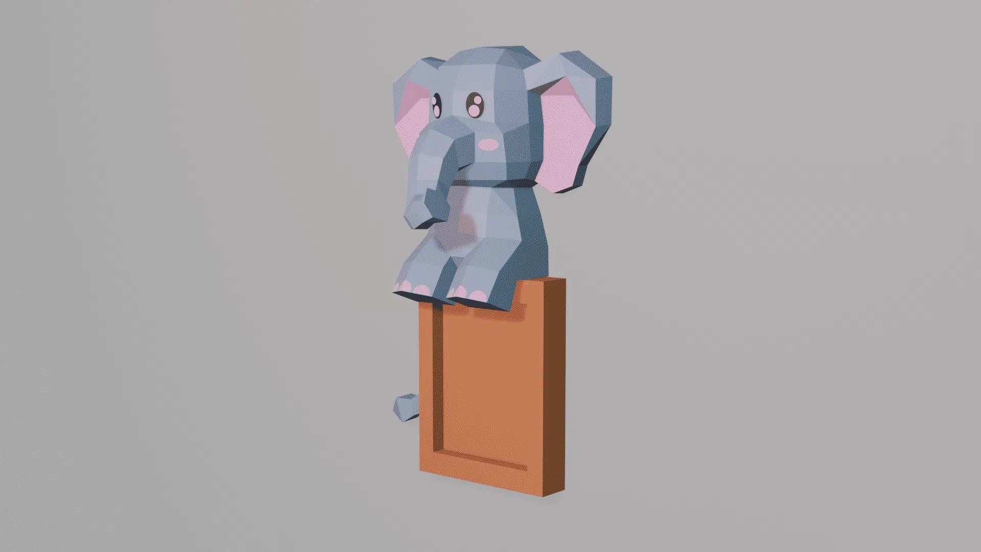 Cornice portafoto elefante in papercraft 3D, vista posteriore