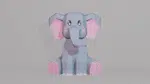 Cucciolo di elefante blu in papercraft 3D