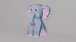 Cucciolo di elefante blu in papercraft 3D