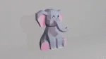 Cucciolo di elefante blu in papercraft 3D