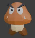 Origami 3D: Goomba uit Mario in papier, weergave 2