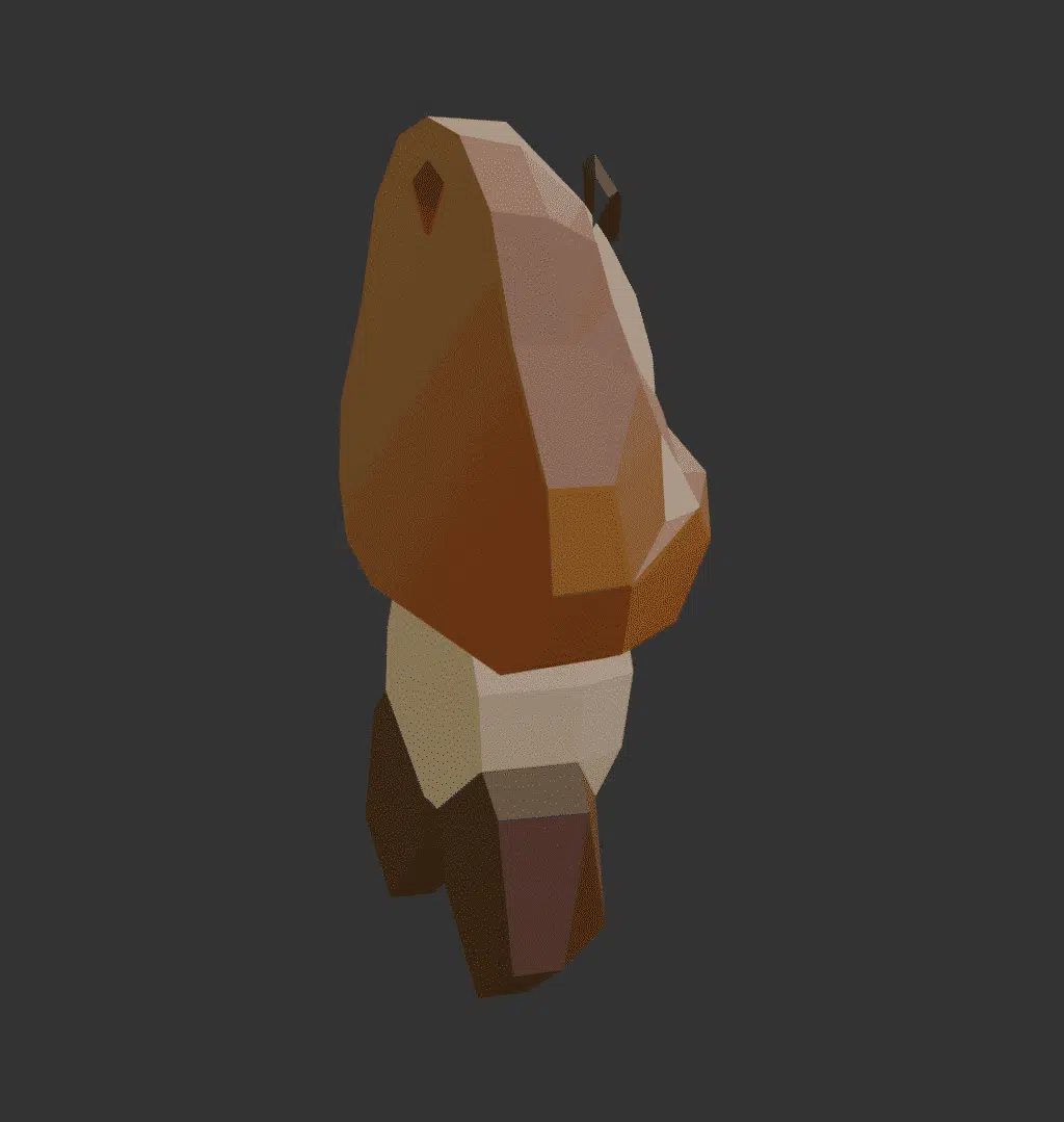 Origami 3D: Goomba uit Mario in papier, weergave 3