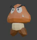 Origami 3D: Goomba uit Mario in papier, weergave 4