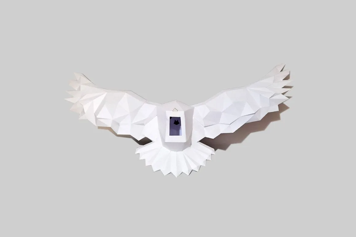 Chouette Hedwige papercraft, vue arrière