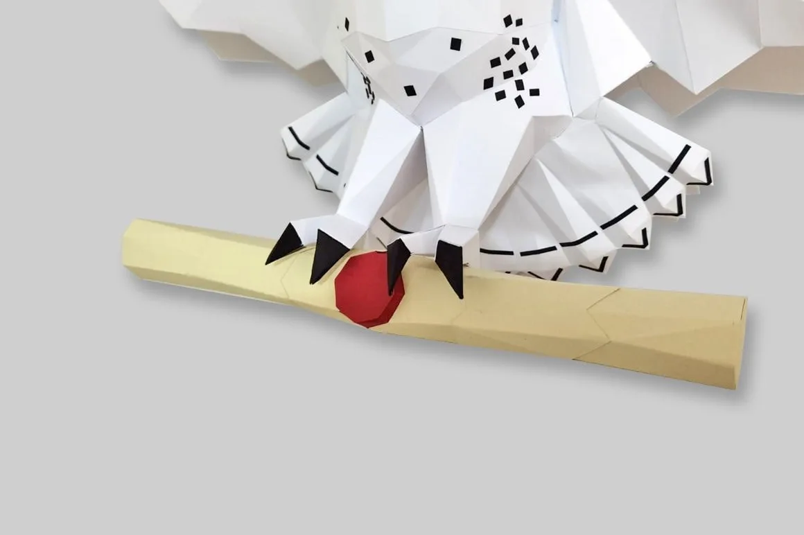Chouette Hedwige papercraft, détails du plumage