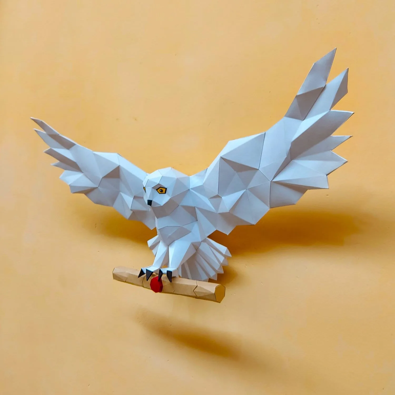 Chouette Hedwige papercraft, vue trois-quarts