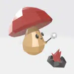 Champignon qui grille un chamallow en papercraft 3d