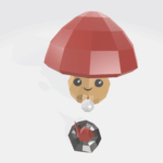 Funghi che arrostiscono un marshmallow in carta 3D