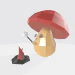 Champignon qui grille un chamallow en papercraft 3d