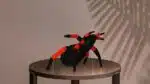 Zwarte en oranje spin in 3D-papercraft, weergave 3