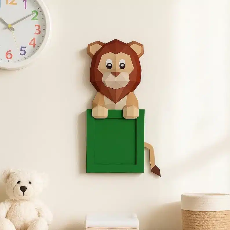 Marco de fotos león en papercraft 3D