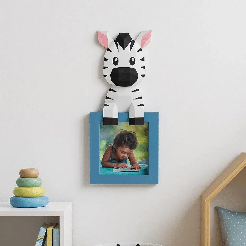 Cornice portafoto zebra in papercraft 3D