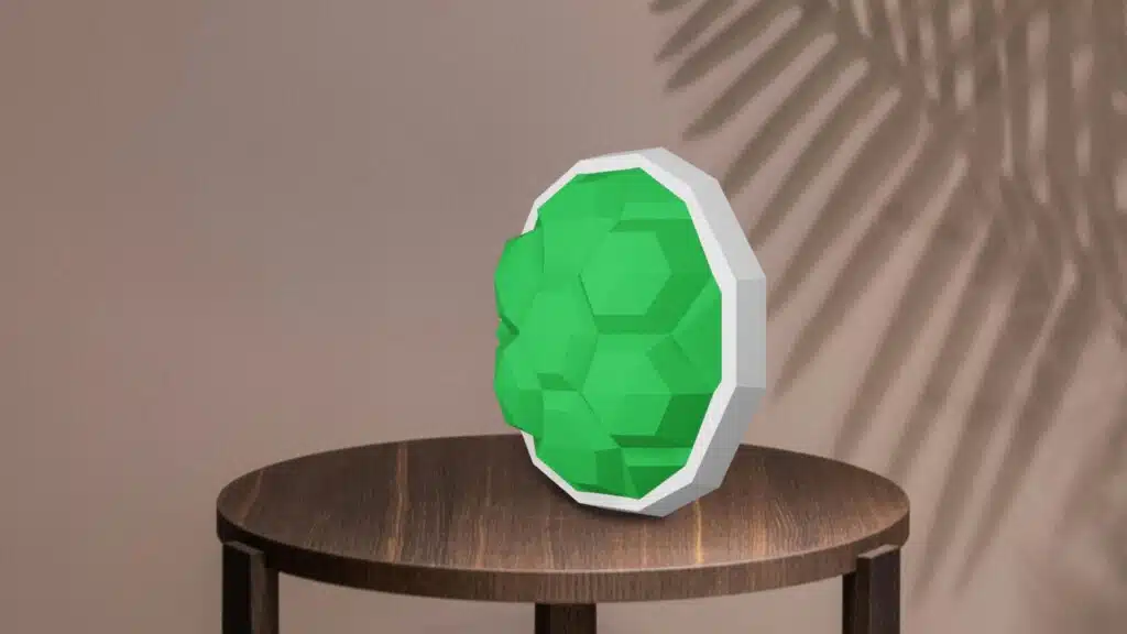 Papercraft de caparazón verde en origami 3D