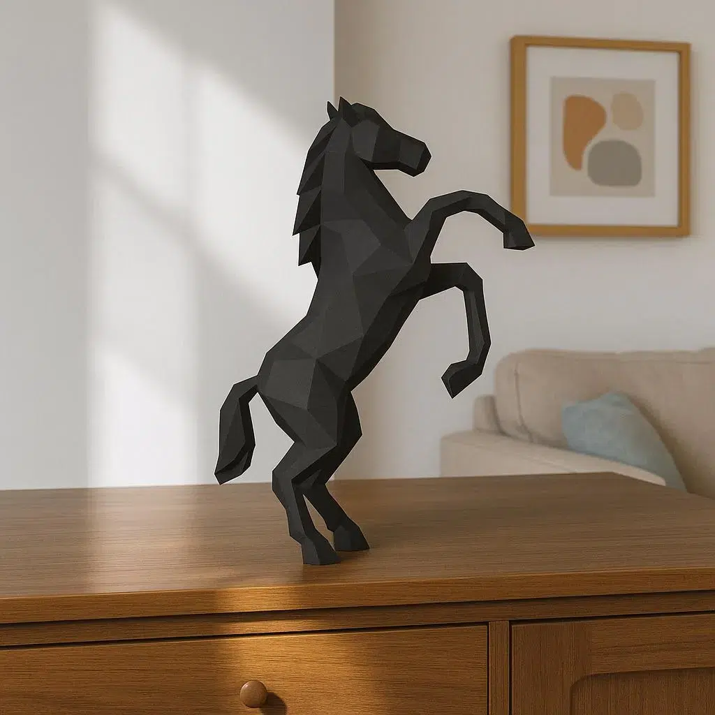 Caballo negro en papercraft 3D