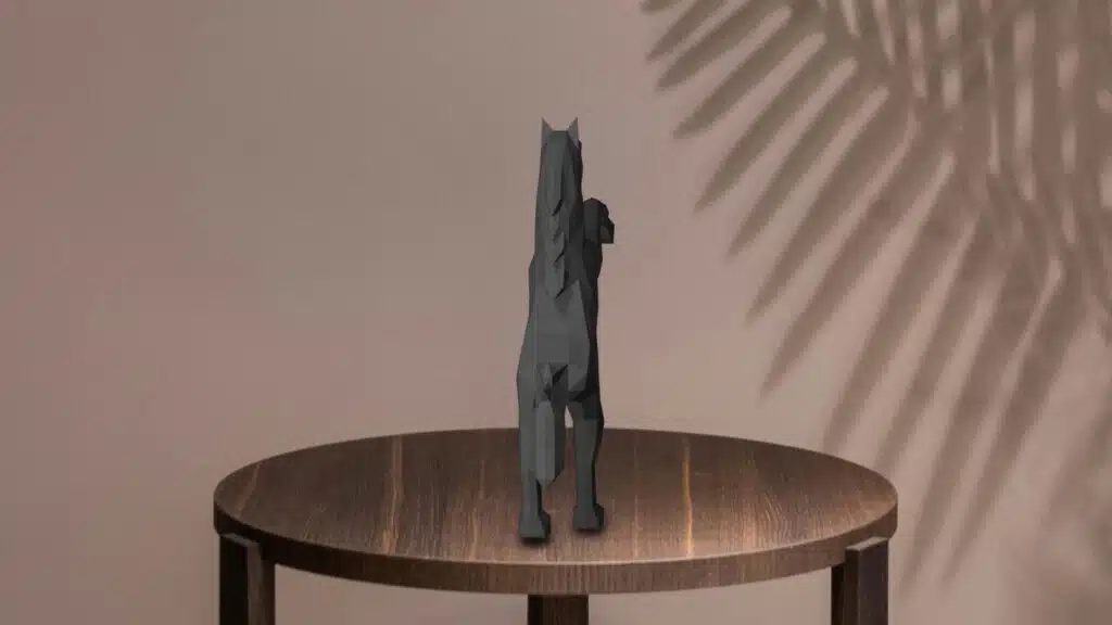 Papercraft de caballo negro en origami 3D