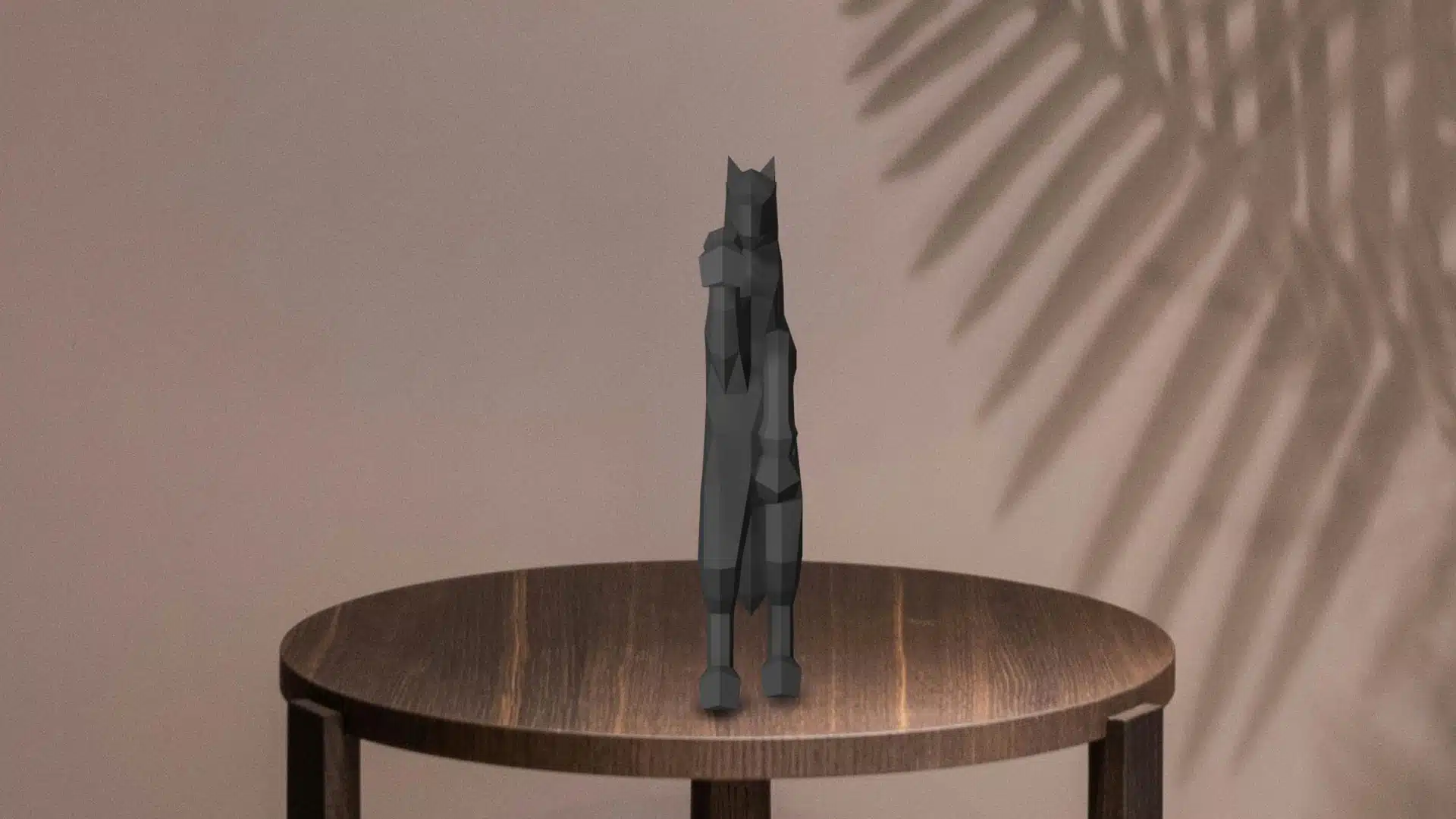 Zwart paard in 3D papercraft, weergave 4