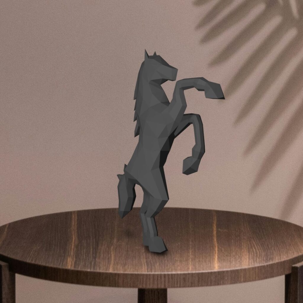 Papercraft 3D black horse origami