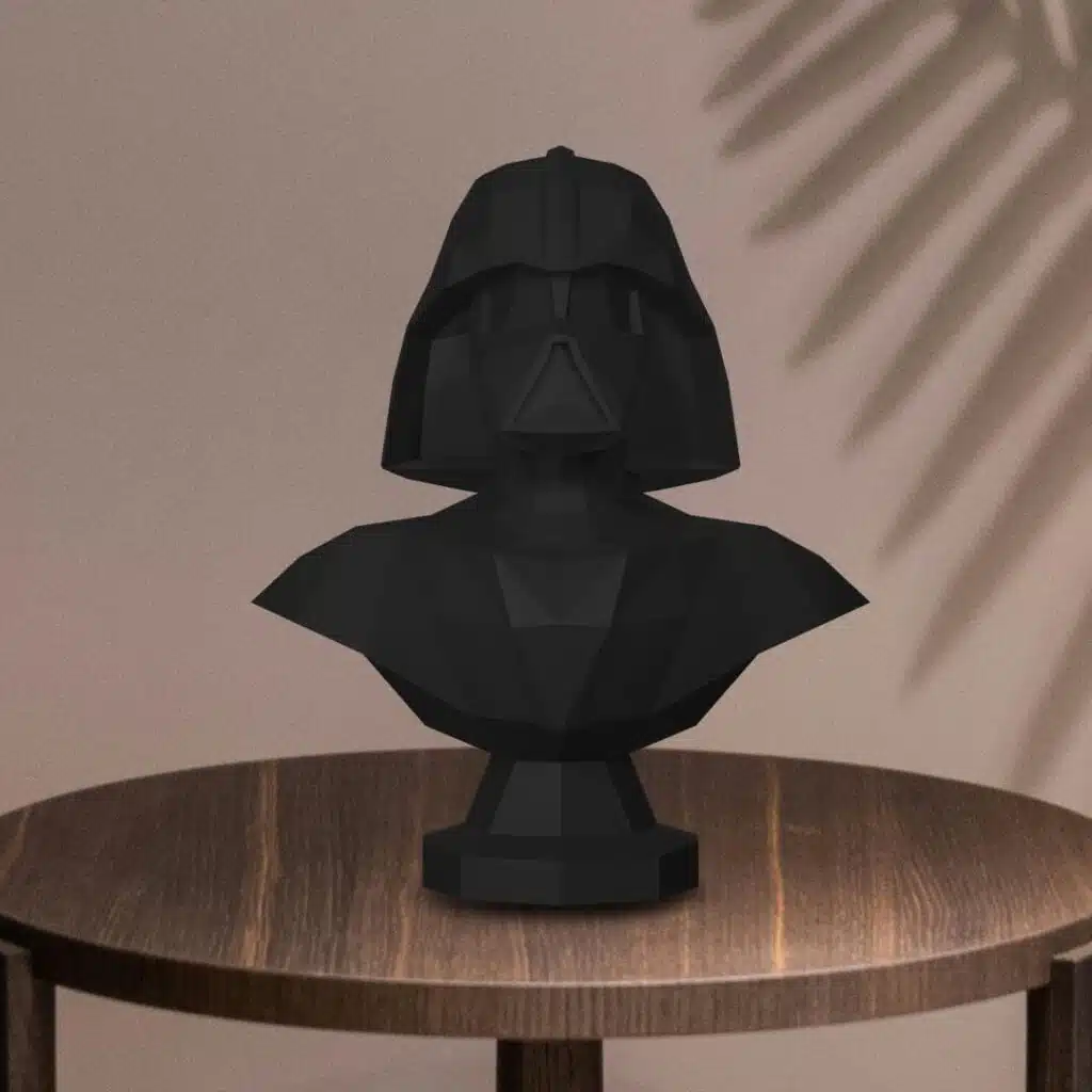 Papercraft 3D bust of Darth Vader in origami