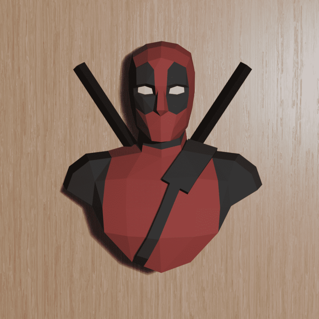 Papercraft Deadpool bust in 3D origami