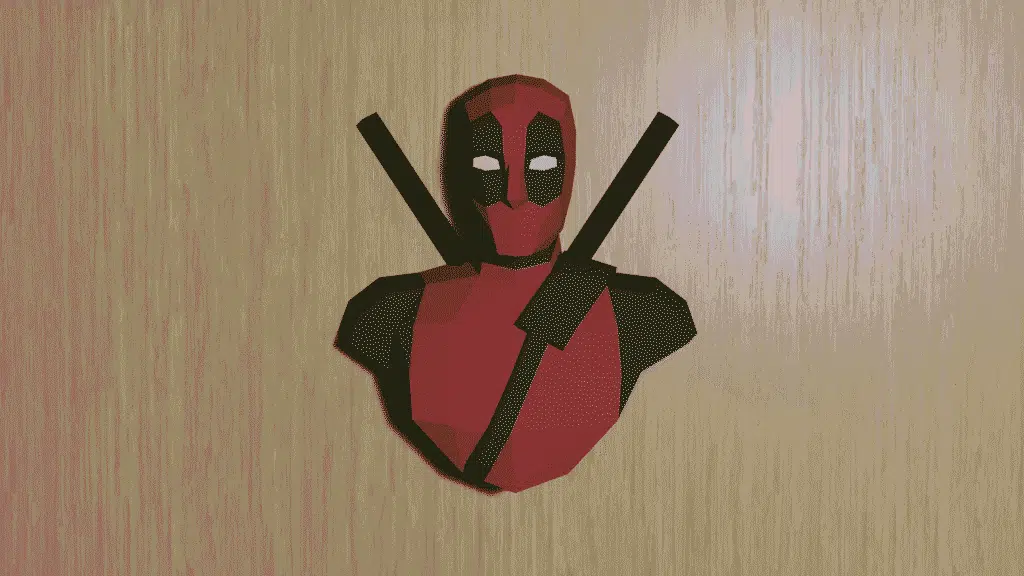 Papercraft buste de Deadpool sur socle en origami 3D