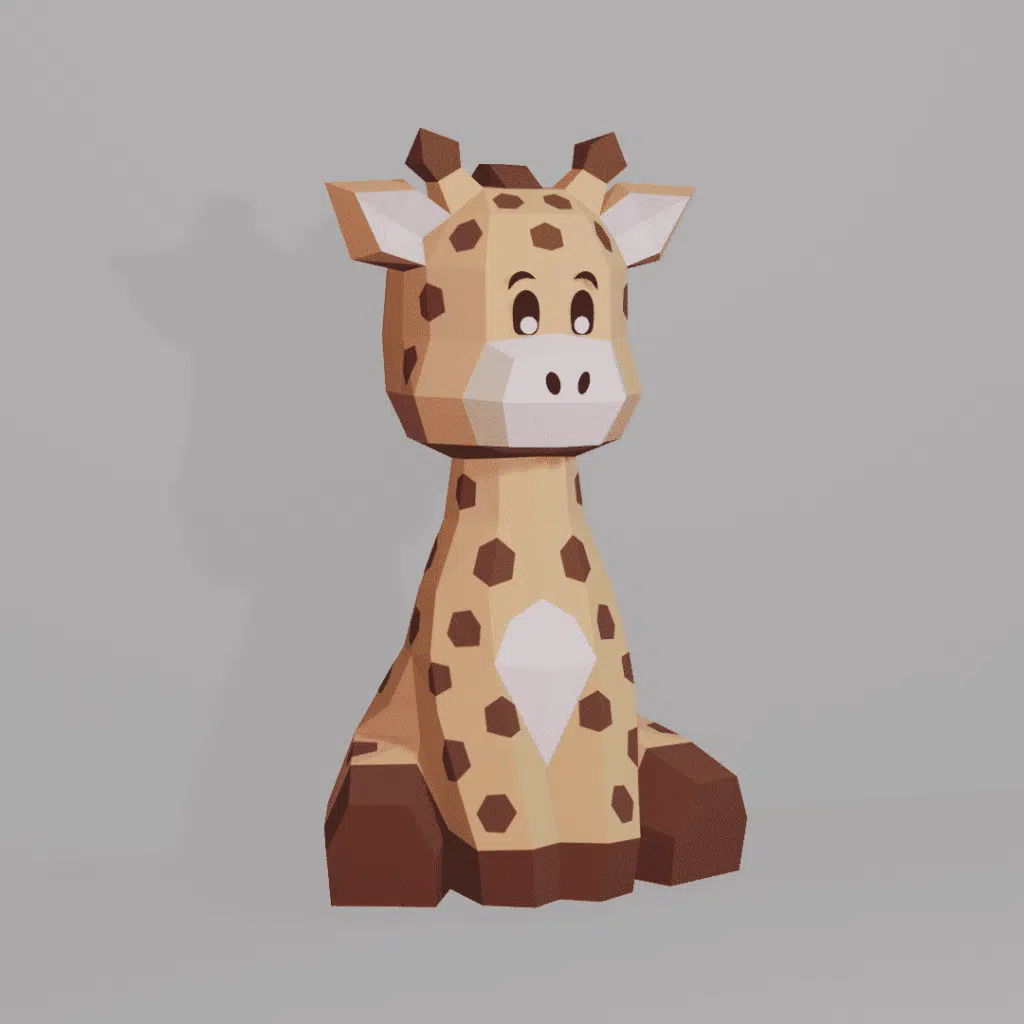 Papercraft de girafa bebê em origami 3D