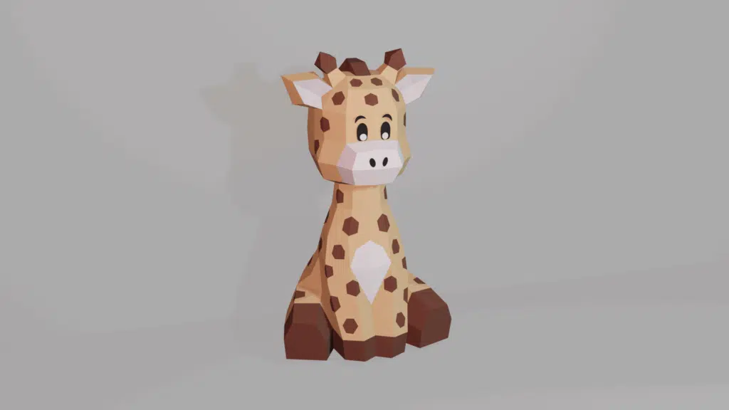 Knuffelige babygiraf papercraft 3D, weergave 3
