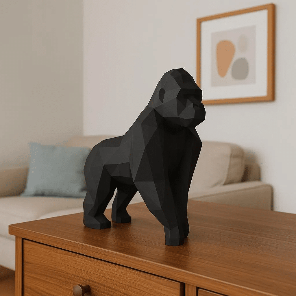 Papercraft gorilla in 3D origami