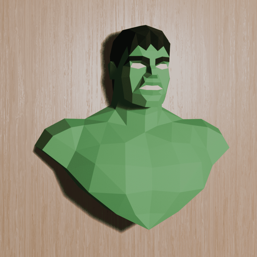 Papercraft Hulk bust in 3D origami