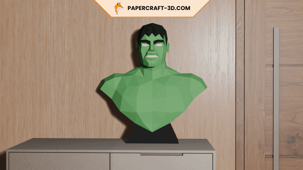 Papercraft Hulk bust in 3D origami