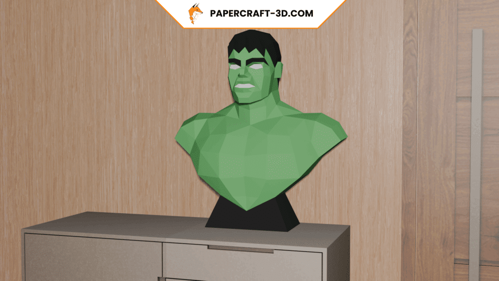 Papercraft Hulk bust in 3D origami