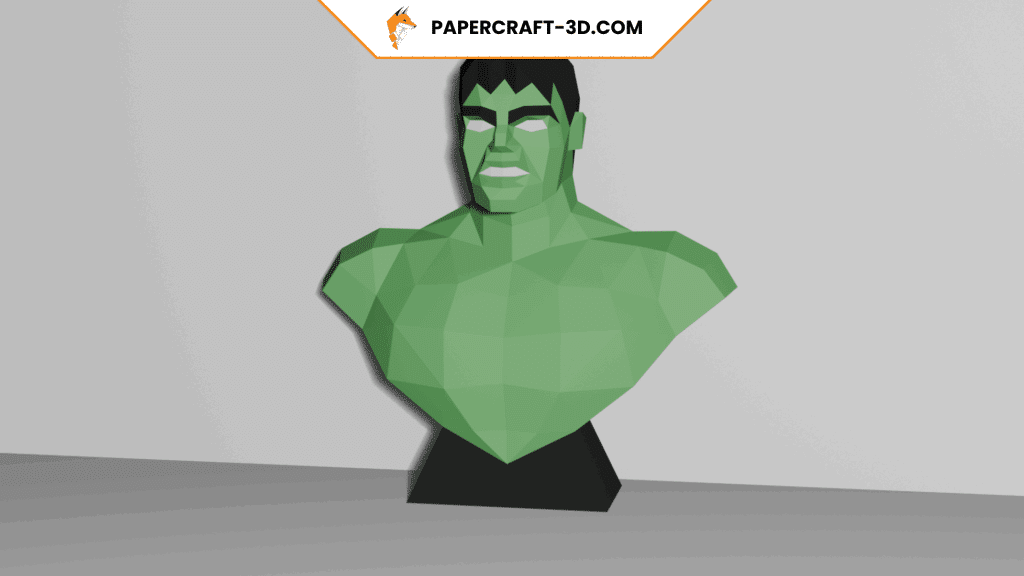 Papercraft Hulk bust in 3D origami